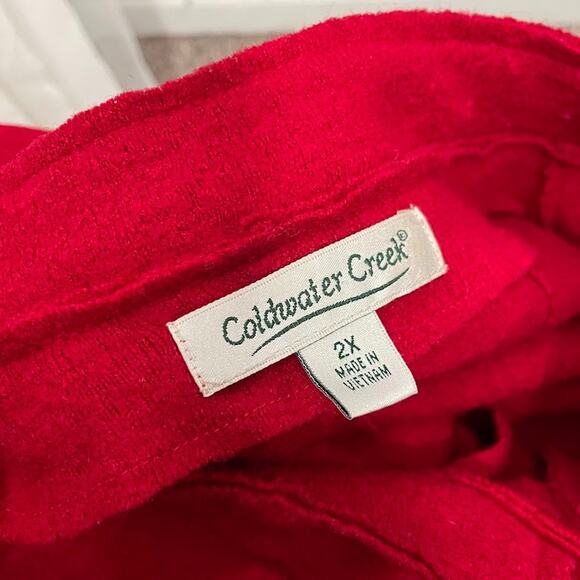 Coldwater Creek Boiled Wool Jacket Plus Sz 2X Cherry Red Preppy Lagenlook Artsy - Picture 5 of 12